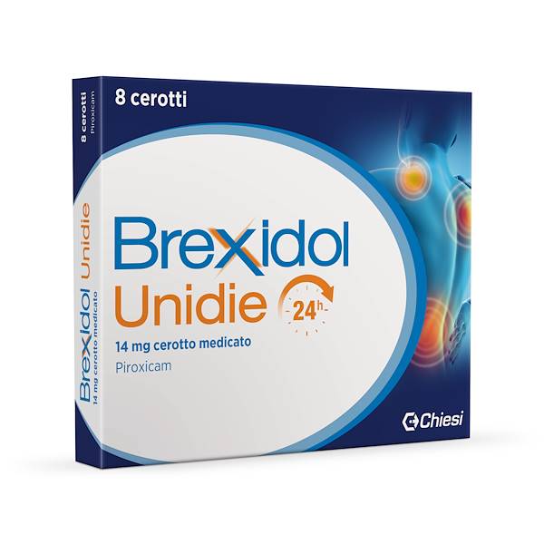 BREXIDOL 8 CEROTTI MEDICATI 14MG, Un cerotto delle dimensioni di 100 x 70 mm (70 cm²) contiene 14 mg di piroxicam.