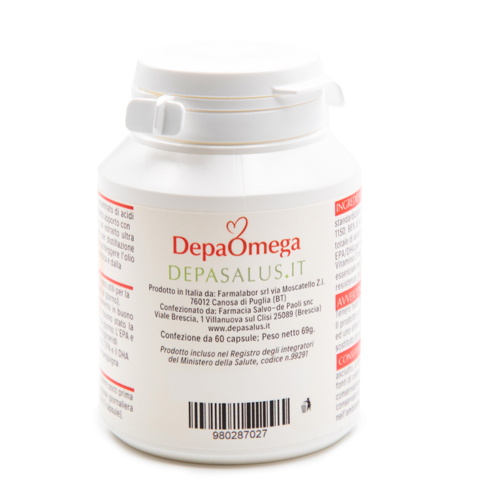 DEPAOMEGA 60 CAPSULE MOLLI, Supplemento alimentare, concentrato di acidi grassi omega 3