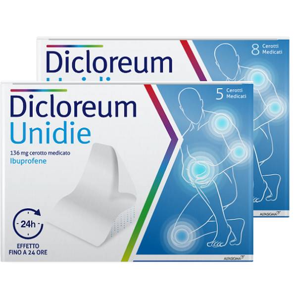DICLOREUM UNIDIE CEROTTI MEDICATI 24H 5PZ, DICLOREUM UNIDIE 136 MG CEROTTO MEDICATO
