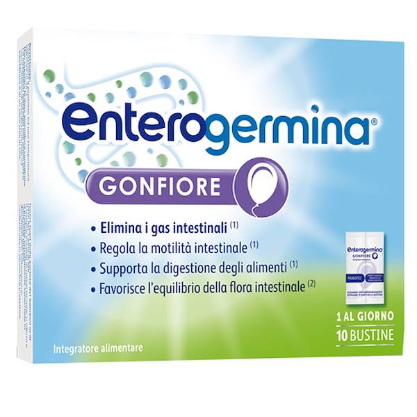 ENTEROGERMINA GONFIORE 10 BUSTE, Contro il gonfiore addominale puoi provare Enterogermina Gonfiore, l'integratore alimentare