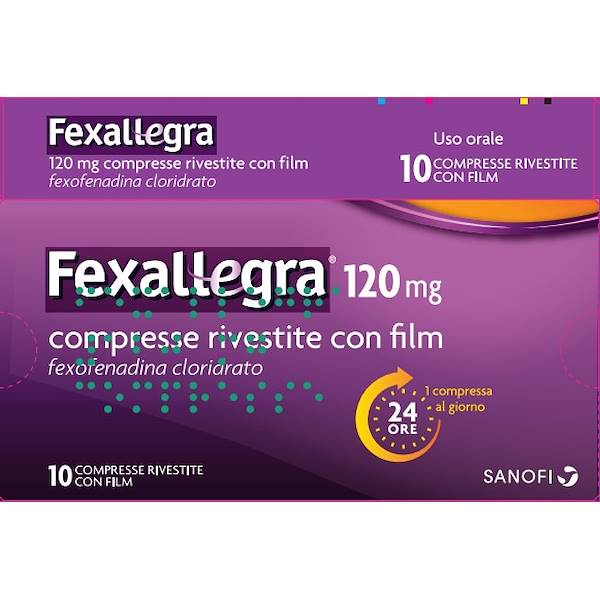 FEXALLEGRA 10 COMPRESSE RIVESTITE 120MG, trattamento sintomatico della rinite allergica stagionale