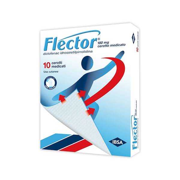 FLECTOR 10 CEROTTI MEDICATI 180MG, diclofenac idrossietilpirrolidina