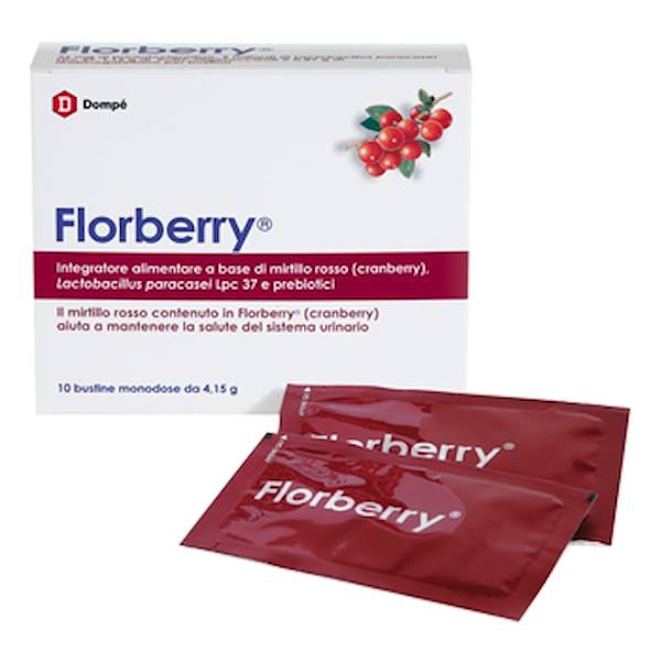 FLORBERRY 10 BUSTE, Integratore alimentare a base di mirtillo rosso (cranberry)
