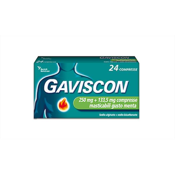 GAVISCON 24 COMPRESSE MASTICABILI MENTA 250+133, 5MG