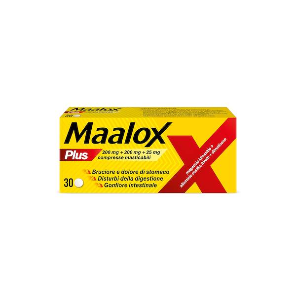 Maalox plus 30 compresse masticabili, MAALOX PLUS SOSPENSIONE ORALE/ COMPRESSE MASTICABILI