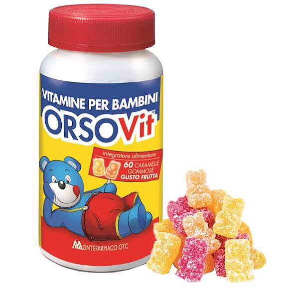 ORSOVIT CARAMELLE GOMMOSE 60PZ, Integratore alimentare di Vitamine per bambini.