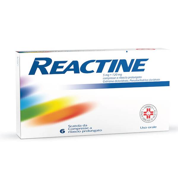 REACTINE 6 COMPRESSE 5MG+120MG RILASCIO PROLUNGATO, REACTINE 5 MG + 120 MG COMPRESSE A RILASCIO PROLUNGATO