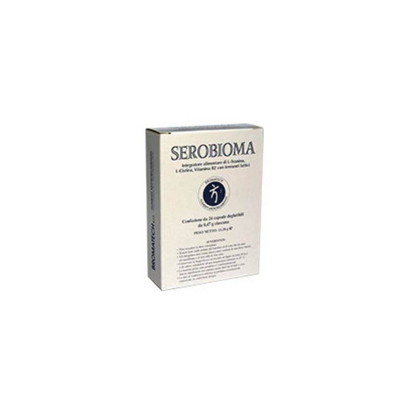 SEROBIOMA 24CPS, Integratore alimentare di L-teanina, L-cistina, Vitamina B2 con fermenti lattici