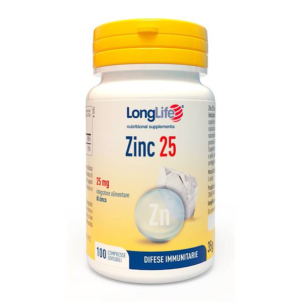 LONGLIFE ZINC 25MG 100CPR